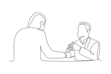 Continuous one line drawing Recruitment or hiring process concept. Doodle vector illustration.