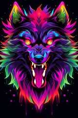 Majestic Wolf in Abstract Harmony, Wilderness Spirit Unleashed in Vibrant Colors and Fluid Lines, Capturing the Essence of Nature's Untamed Beauty.