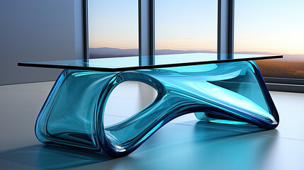 Ice-Blue Glass: Refreshing Table Design