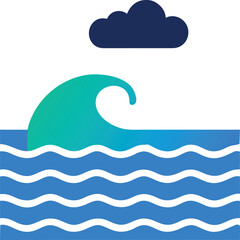 tsunami and boat, icon