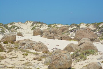Boulder rocks at Aruba’s sand dunes – Sasarawichi dunes at Hudishibana. 