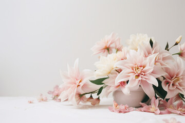 Fototapeta na wymiar bouquet of pink lilies