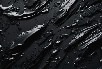 Closeup of abstract rough black art painting texture with oil brushstroke pallet knife paint on can