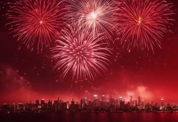 Fototapeta na wymiar Silvester new year 2024 background panorama banner long - Firework fireworks on red texture