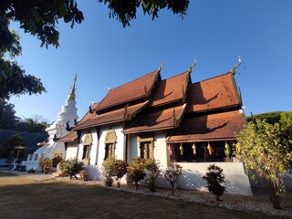 The main chapel of Wat Buddha-En in Mae Chaem District, Chiang Mai province, THAILAND.