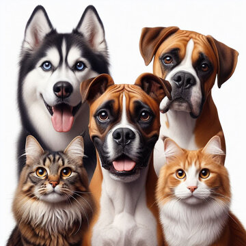 Group photo of dog and cat