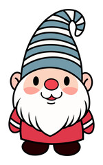 Cute Gnome Santa Claus in Christmas costume isolate on white  background vector illustration