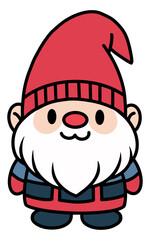 Cute Gnome Santa Claus in Christmas costume isolate on white  background vector illustration