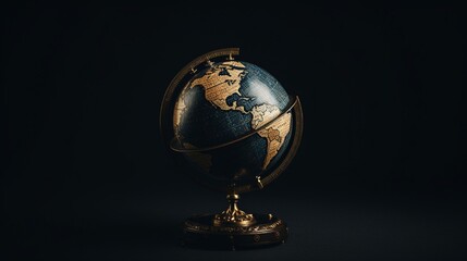 Fototapeta na wymiar globe at table on a dark background