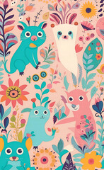 Obraz premium pattern with funny animals
