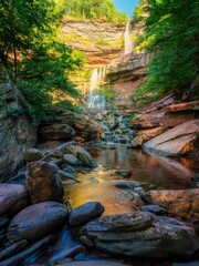Kaaterskill Falls on a sunny day