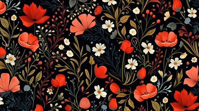 Vintage Floral pattern digital illustration for print and textile