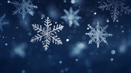 Fototapeta na wymiar Snowflake Christmas Wallpaper. Natural, Snowy Winter Banner with copy-space.