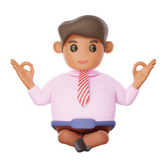 3d illustration busnissman doing meditation