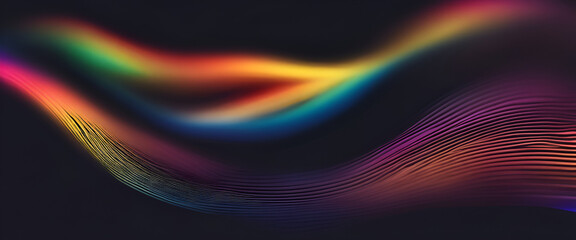 Ethereal Hues: Dark Background Infused with Red, Orange, and Blue Gradient, Blurred and Glowing Design, Creating a Creative and Artistic Atmosphere - Abstract Colorful Wave
