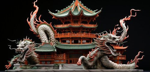 Fototapeta na wymiar Chinese dragon statue in temple