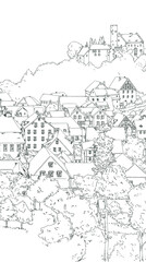 a picture of a Village,drawing illustration