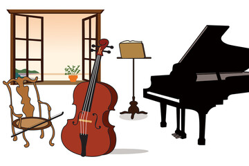 piano and double bass illustration