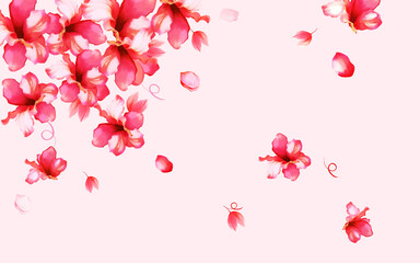an illustration of pink petals falling down