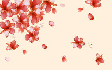 an illustration of pink petals falling down