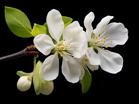 Apple flower in studio background, single apple flower, Beautiful flower, ai generated image