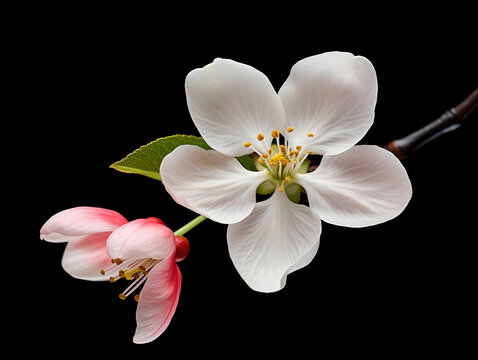 Apple flower in studio background, single apple flower, Beautiful flower, ai generated image