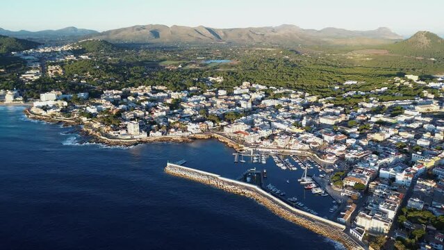 Aerial view of Cala Ratjada, turistic town in Majorca