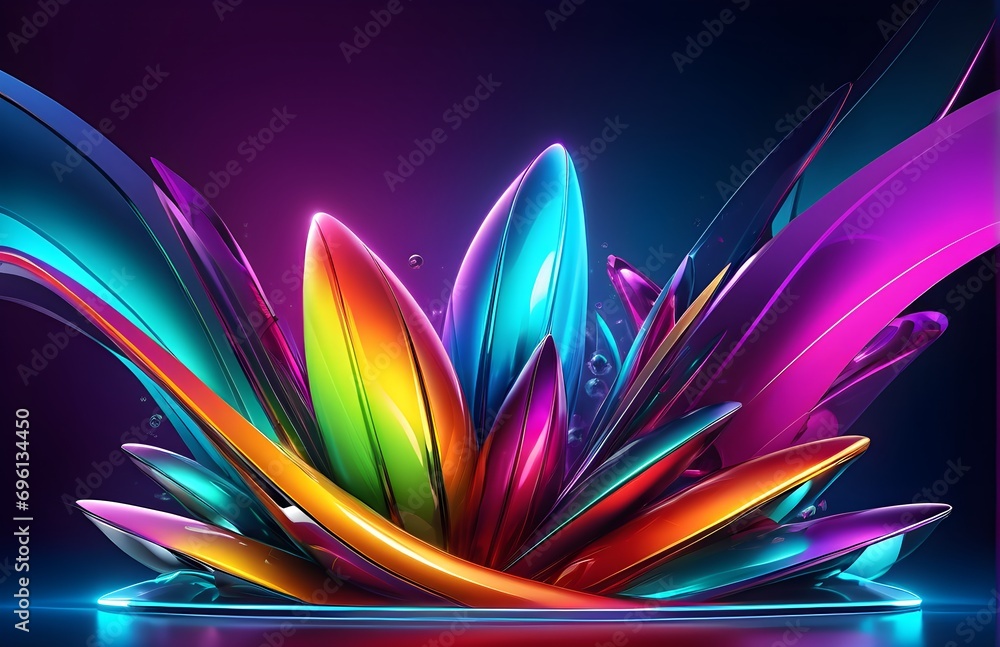 Poster wallpaper abstract background with multicolored wavy lines, 3d rendering