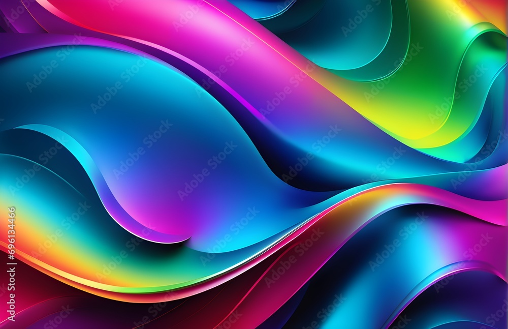 Poster wallpaper abstract background with multicolored wavy lines, 3d rendering