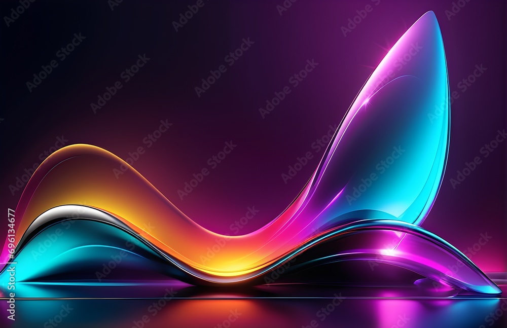 Poster wallpaper abstract background with multicolored wavy lines, 3d rendering