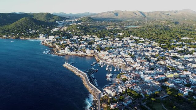 Aerial view of Cala Ratjada town in Majorca