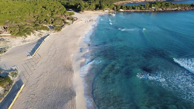 Cala Agulla beach in Majorca aerial view