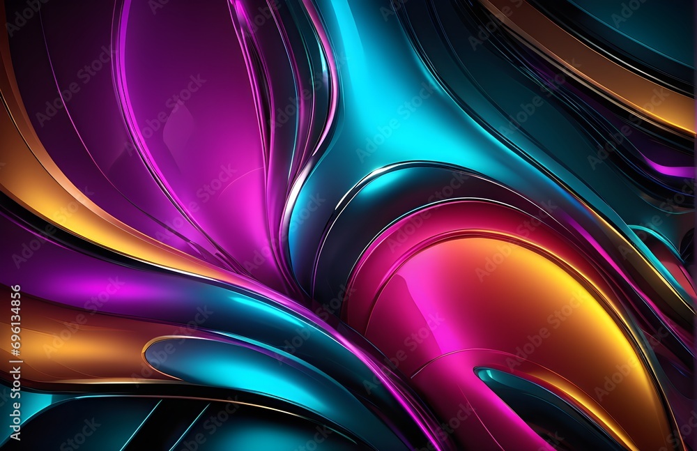 Aufkleber wallpaper abstract background with multicolored wavy lines, 3d rendering