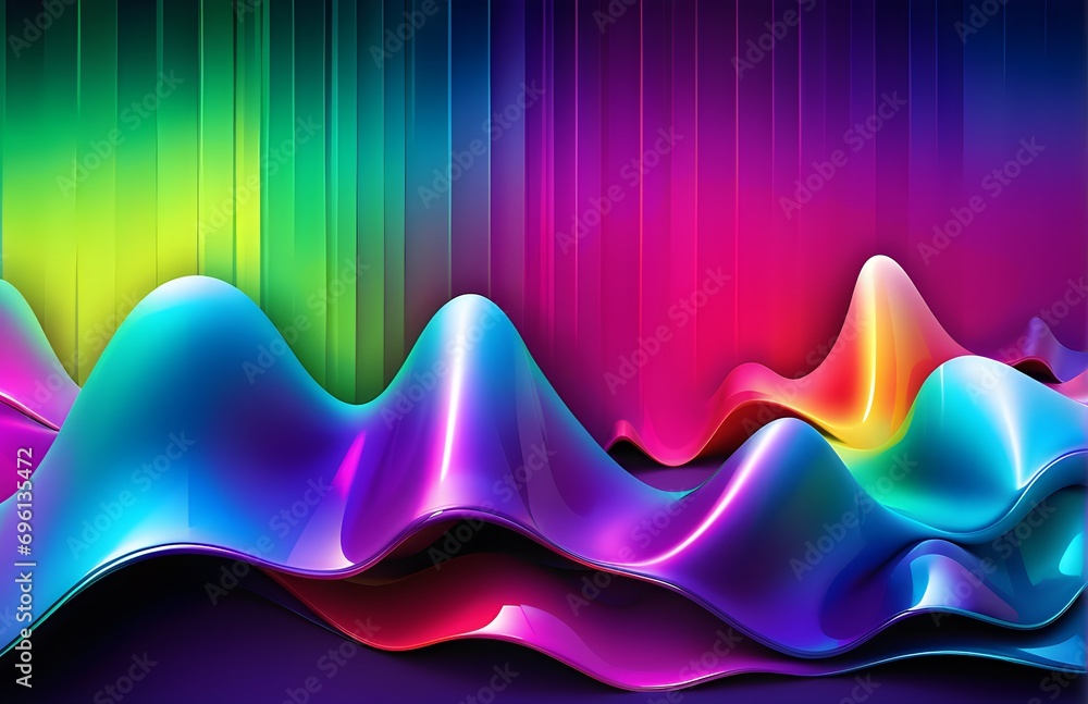 Aufkleber wallpaper abstract background with multicolored wavy lines, 3d rendering