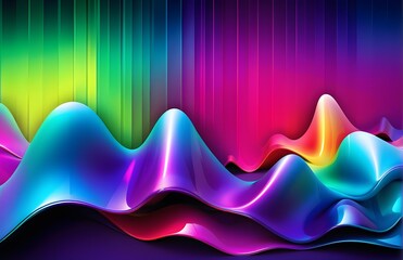 Wallpaper abstract background with multicolored wavy lines, 3d rendering