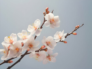 Apricot flower in studio background, single apricot flower, Beautiful flower, ai generated image