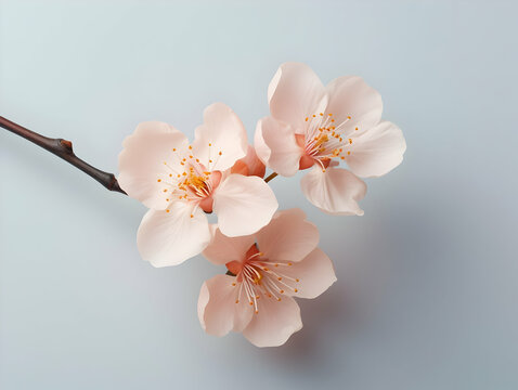 Apricot flower in studio background, single apricot flower, Beautiful flower, ai generated image