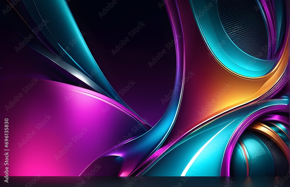 Poster wallpaper abstract background with multicolored wavy lines, 3d rendering