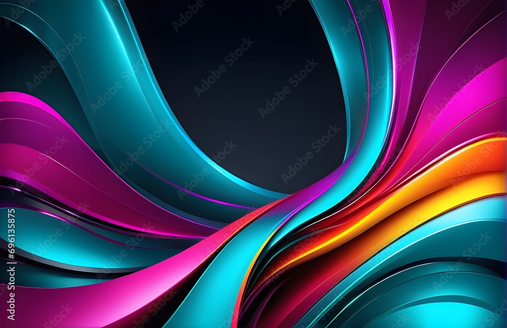 Poster wallpaper abstract background with multicolored wavy lines, 3d rendering