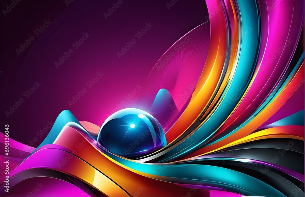 Poster wallpaper abstract background with multicolored wavy lines, 3d rendering