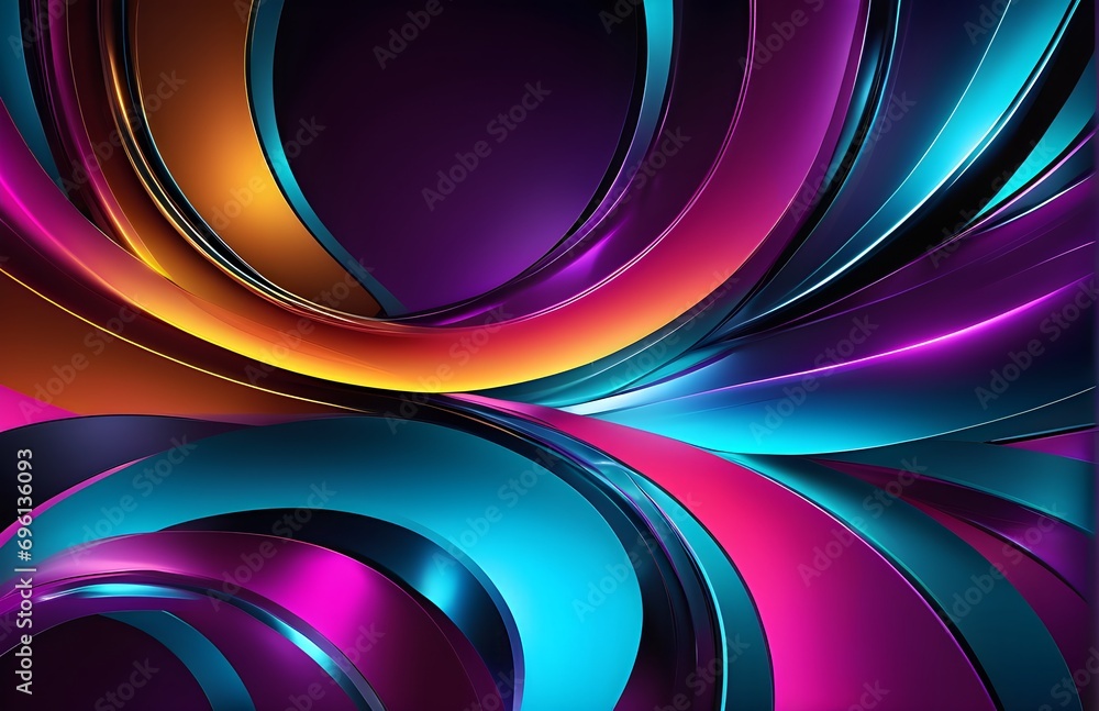Poster wallpaper abstract background with multicolored wavy lines, 3d rendering