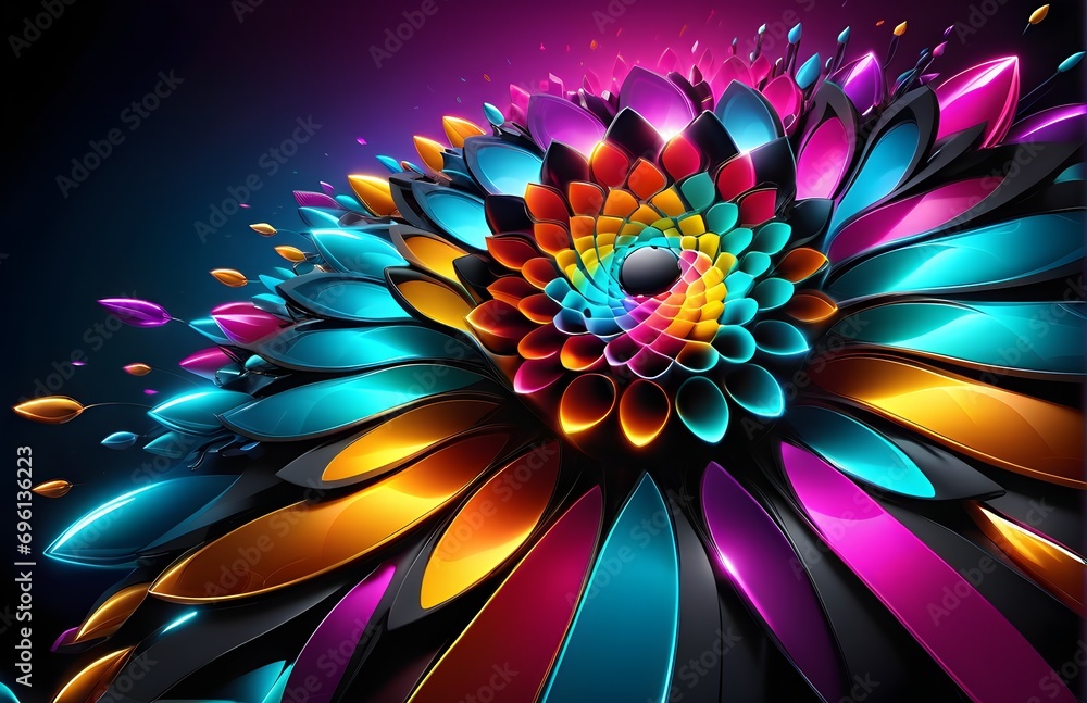 Poster wallpaper abstract background with multicolored wavy lines, 3d rendering