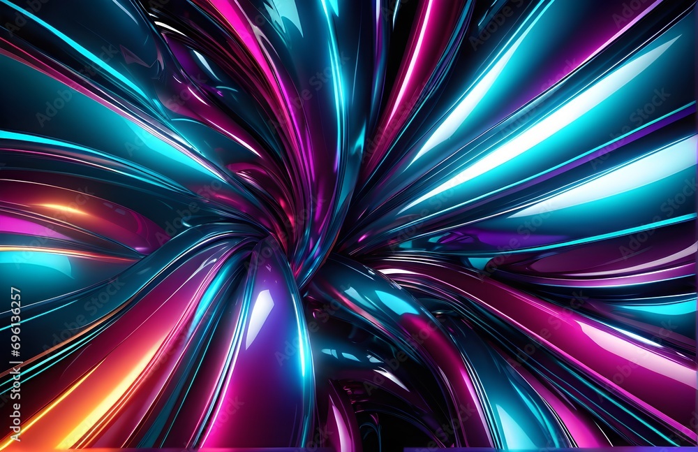 Poster wallpaper abstract background with multicolored wavy lines, 3d rendering