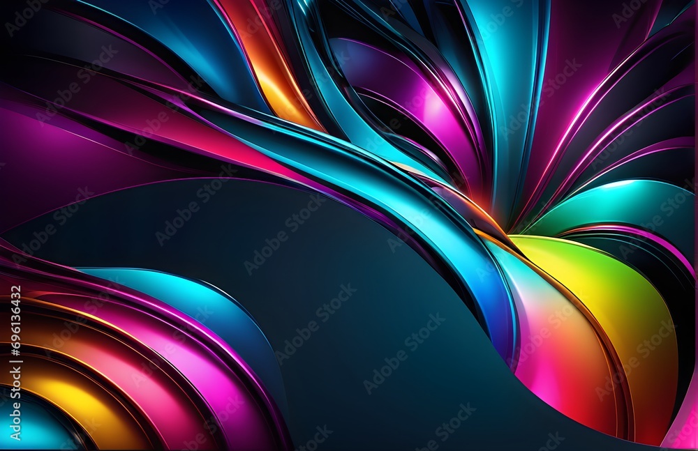 Aufkleber wallpaper abstract background with multicolored wavy lines, 3d rendering