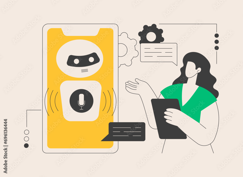Poster chatbot voice controlled virtual assistant abstract concept vector illustration.