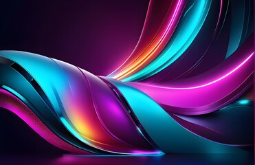 Wallpaper abstract background with multicolored wavy lines, 3d rendering