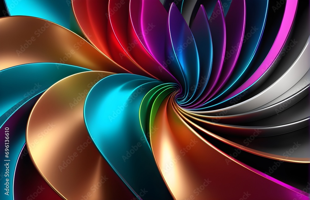 Poster wallpaper abstract background with multicolored wavy lines, 3d rendering