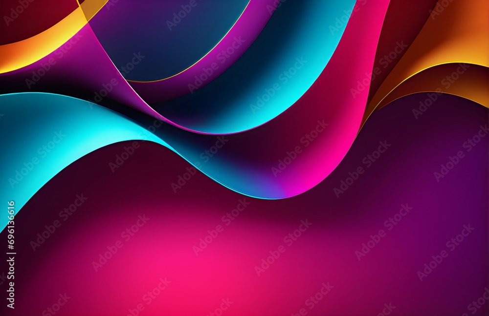 Poster wallpaper abstract background with multicolored wavy lines, 3d rendering
