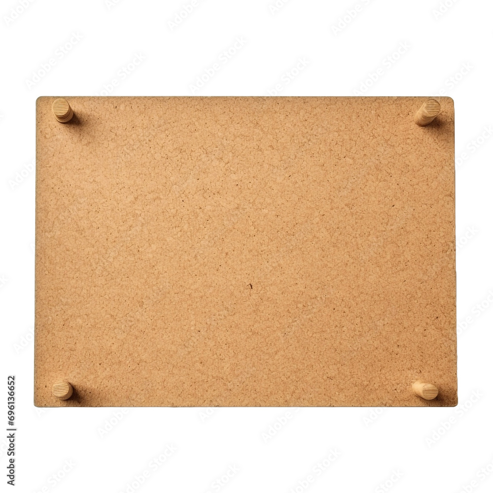 Poster empty space on cork board isolated on transparent background