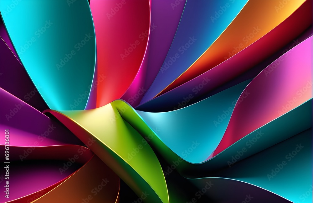 Poster wallpaper abstract background with multicolored wavy lines, 3d rendering